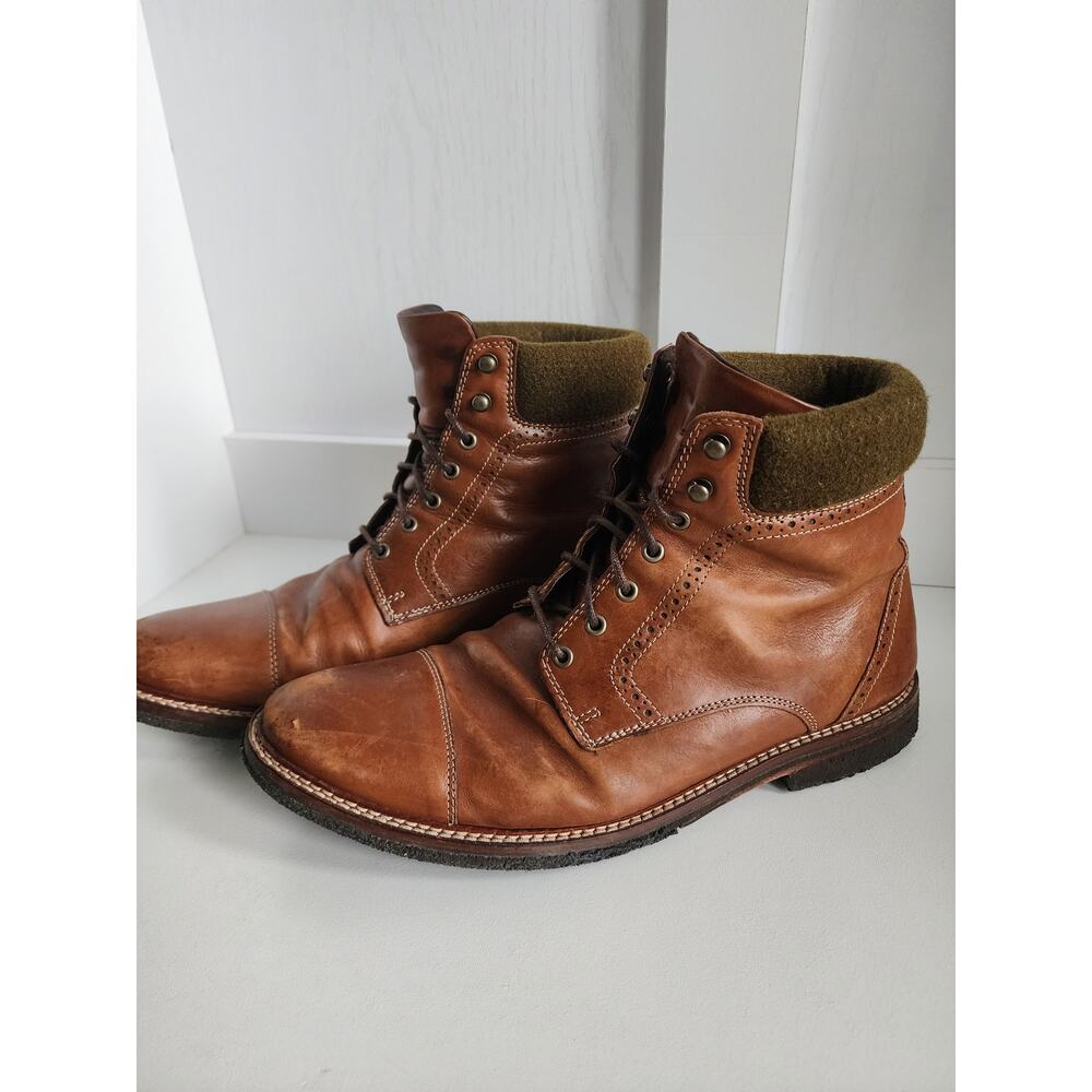 Johnston & Murphy Men’s SZ 10 Forrester Cap Toe Boot Tan Calfskin 27-1776